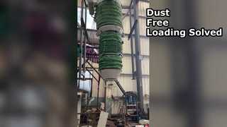 Tozsuz yükleme oluğu, dahili toz filtreli teleskopik oluk